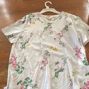 Ted Baker White Floral Tee with Pink and Yellow Accents